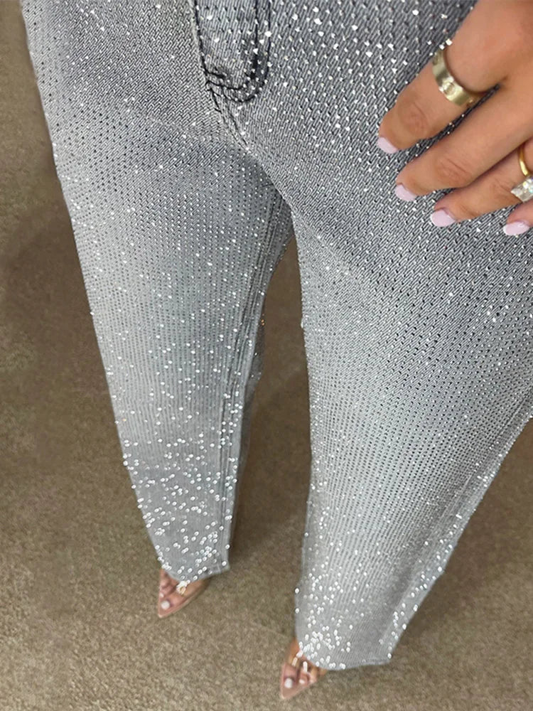 Eliana Jeans med vidde i benene og rhinsten