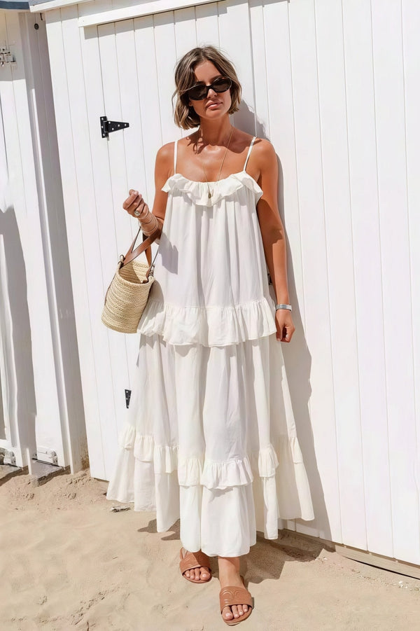 Emiliana Ruffle Hem Flowy Maxi Dress