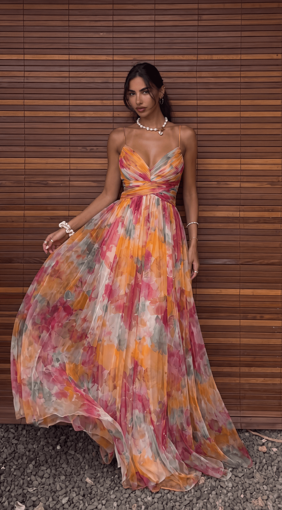 Emma Floral Mesh Maxi Dress