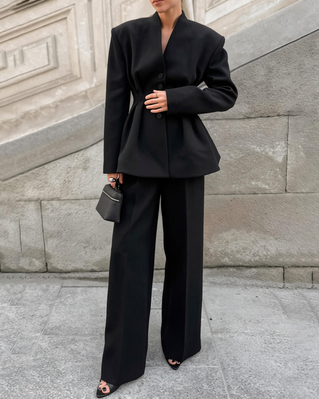 Blazer de decote em V com cintura franzida Empress