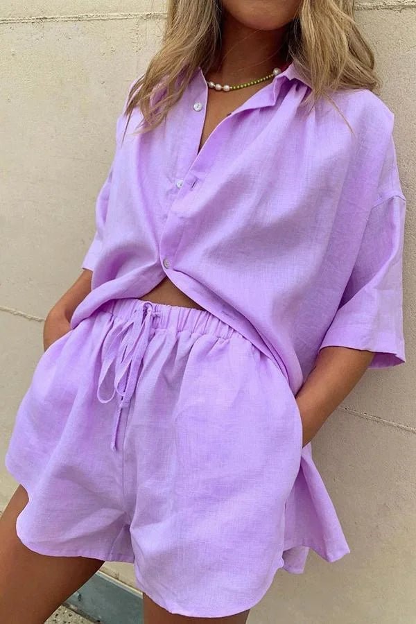 Erica Button-Down Blouse & Shorts Set