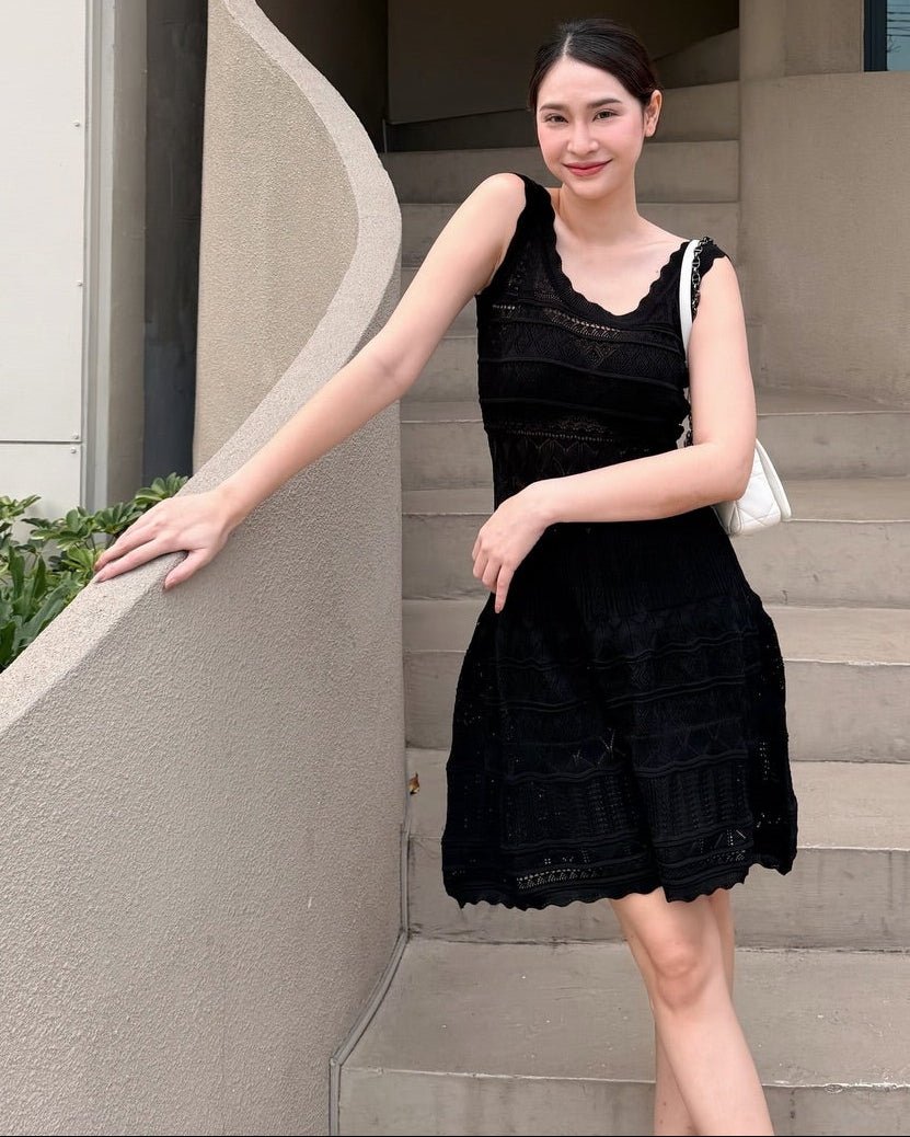 Robe midi en maille ajourée Esther