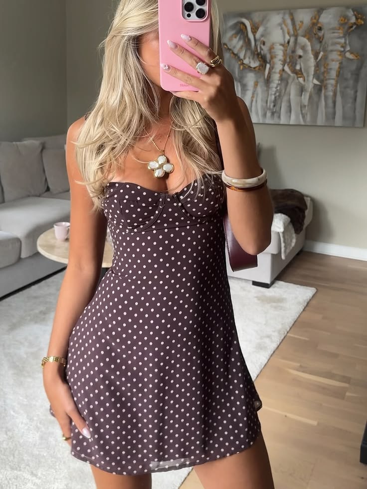 Eva Polka Dot Mesh Mini Dress