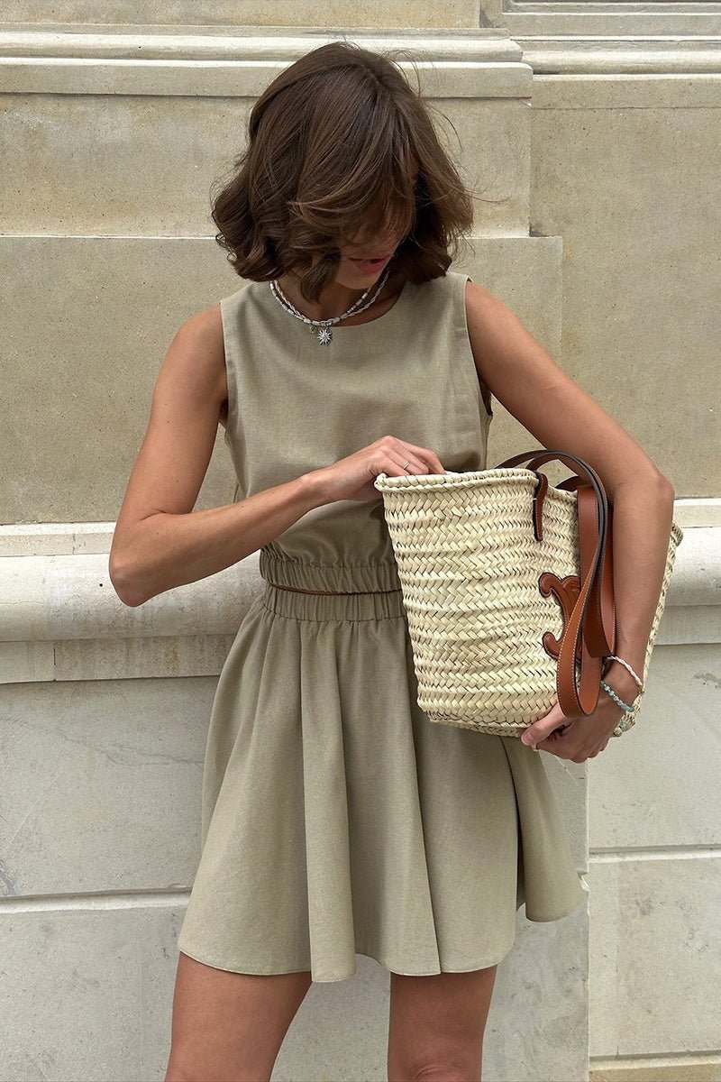 Conjunto Faye de top y falda de algodón y lino