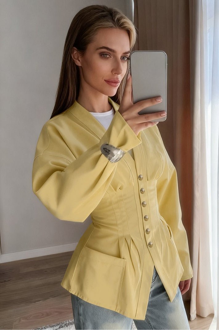 Fiona Pleated Slim Vintage Waist Blazer