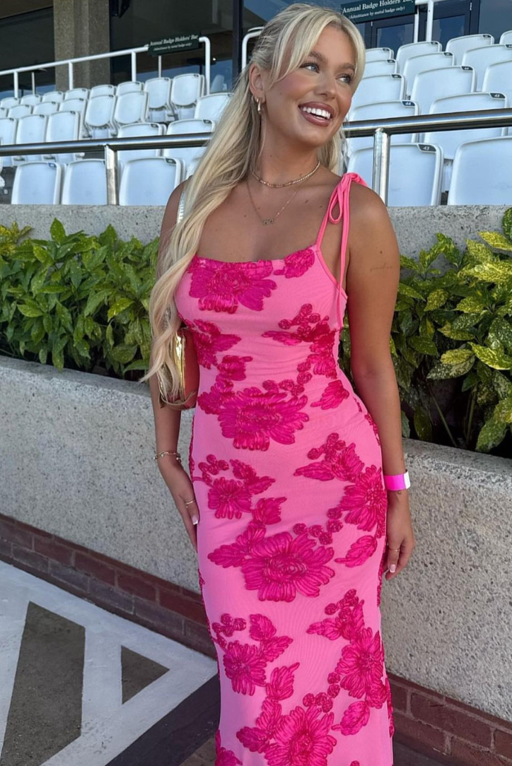 Vestido largo Fiona floral y sin mangas
