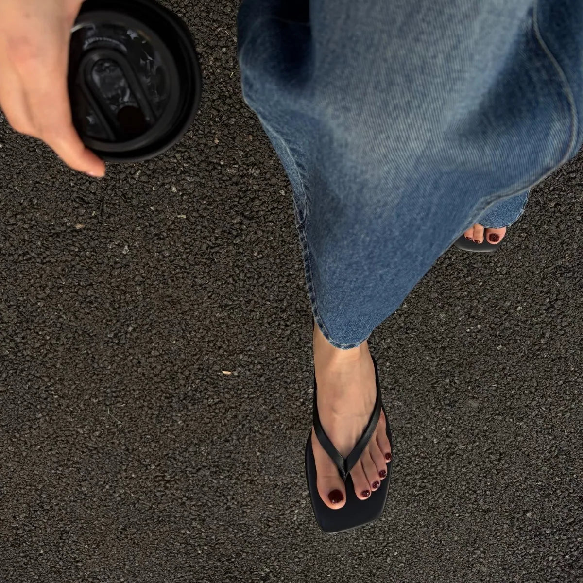 Fiona strandsandal med firkantet snude