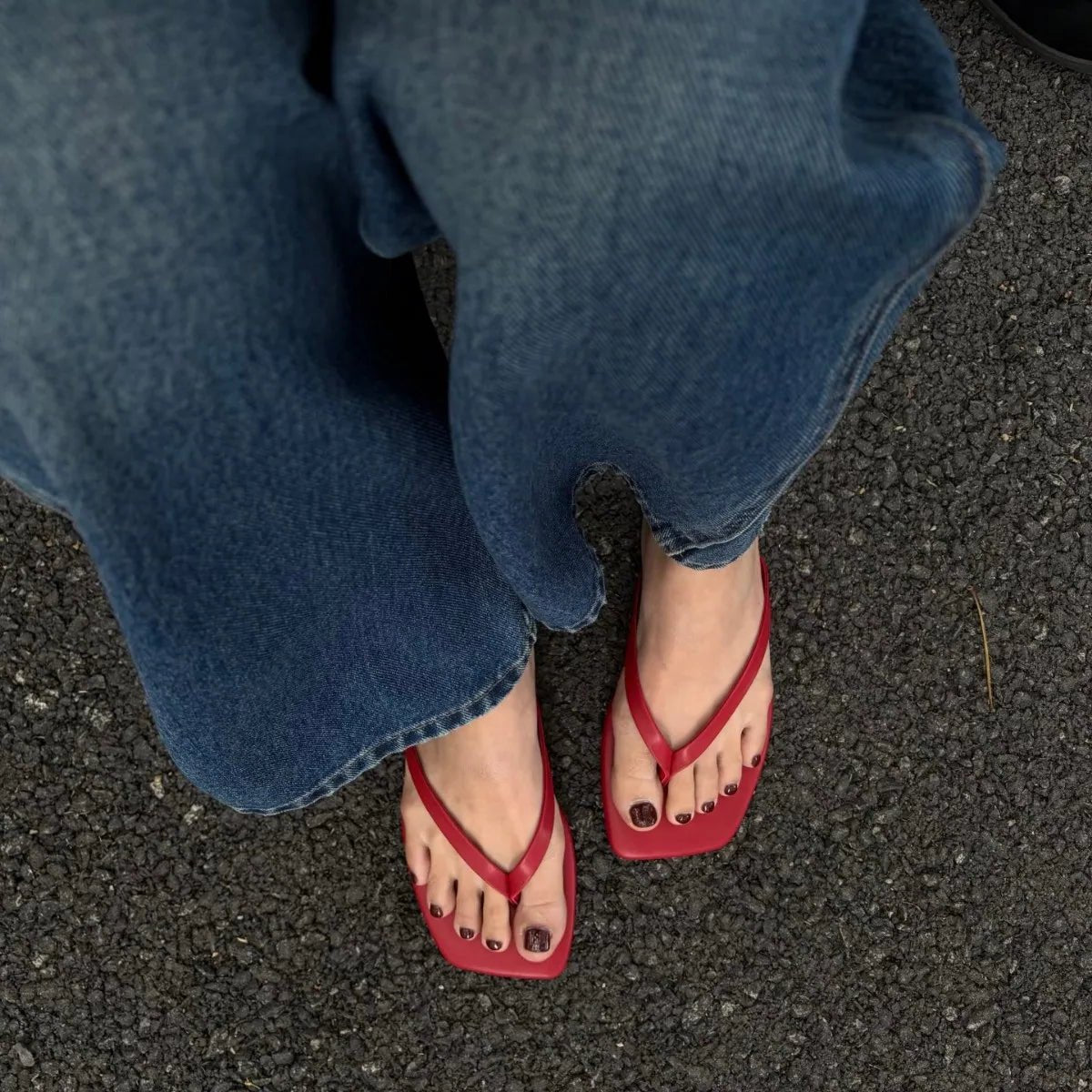 Fiona strandsandal med firkantet snude