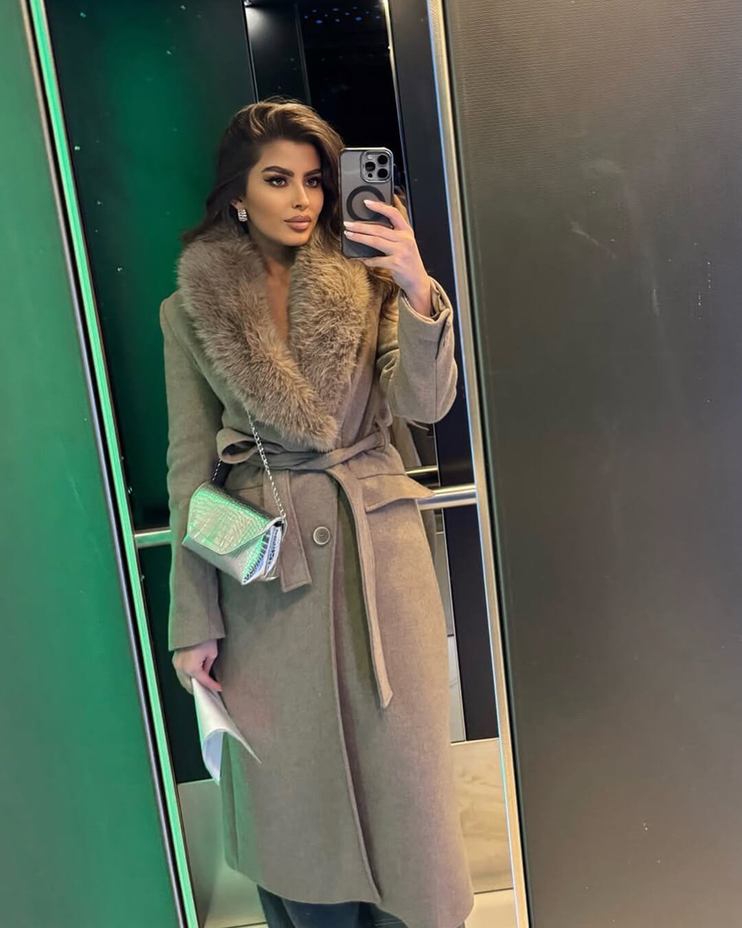 Flora Faux Fur Collar Maxi Coat