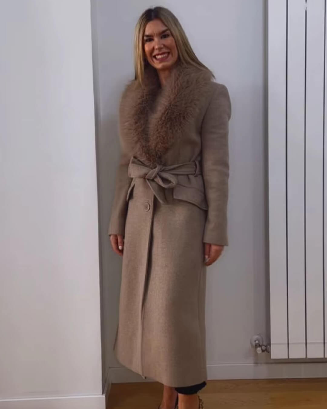 Flora Faux Fur Collar Maxi Coat