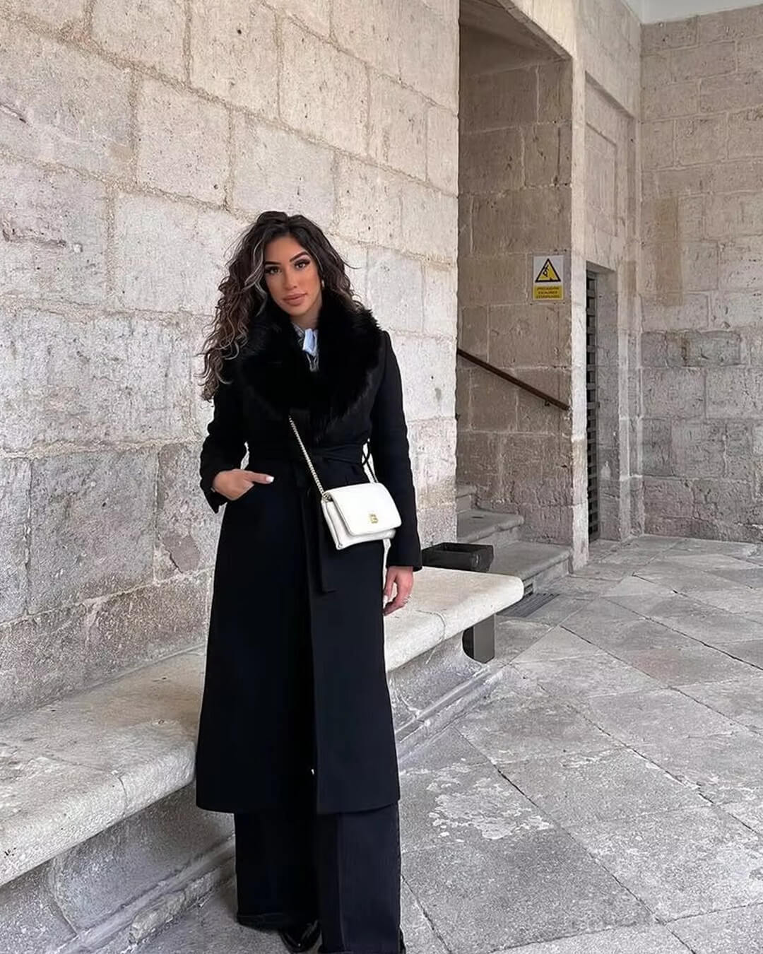 Flora Faux Fur Collar Maxi Coat