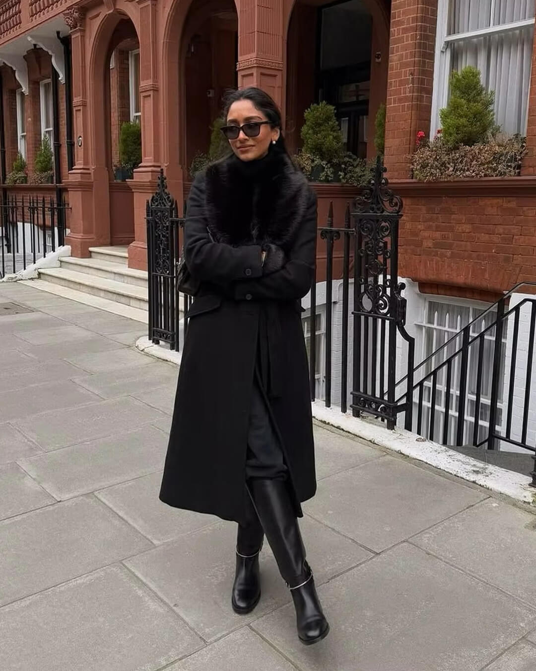 Flora Faux Fur Collar Maxi Coat