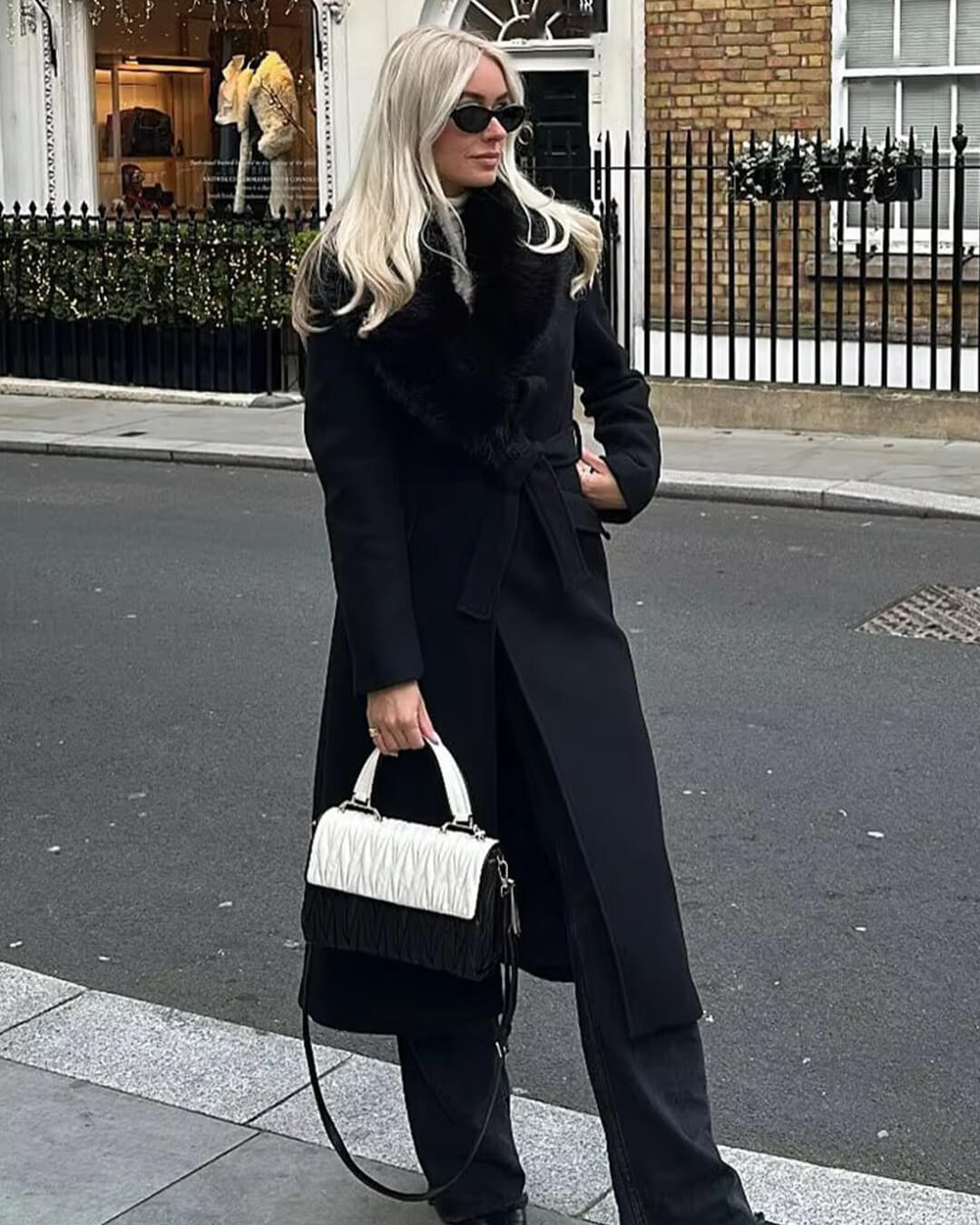 Flora Faux Fur Collar Maxi Coat