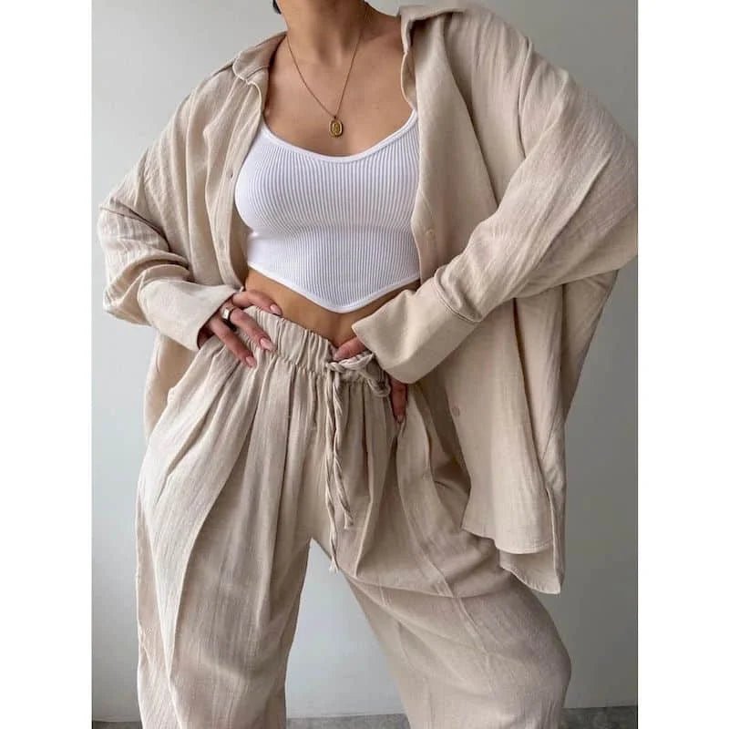 Conjunto de manga larga con solapas y pantalón Frances