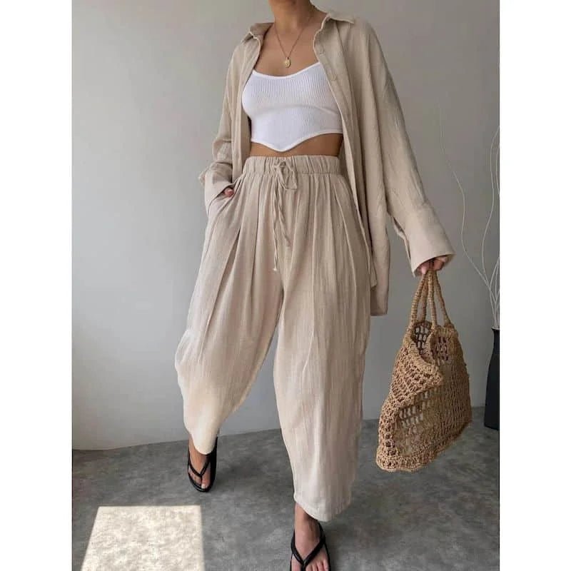 Conjunto de manga larga con solapas y pantalón Frances