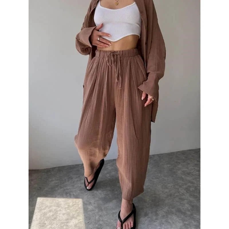 Conjunto de manga larga con solapas y pantalón Frances