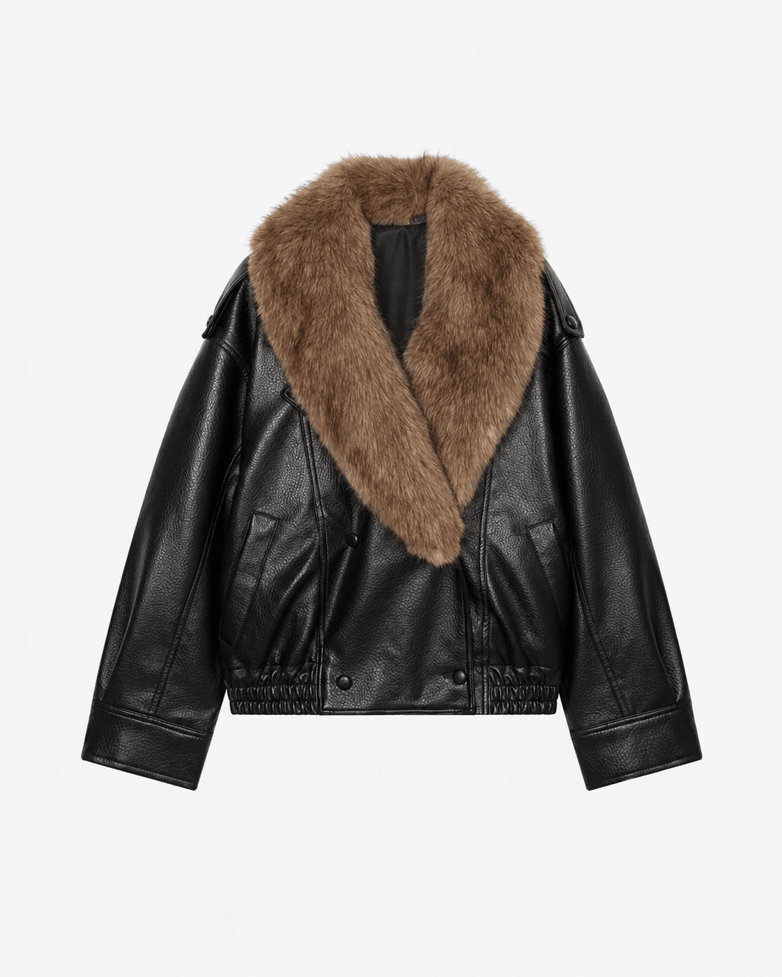 Francesca Faux Leather Jacket with Detachable Fur Collar