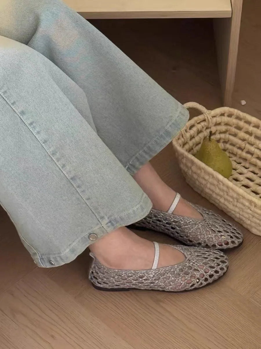 Zapatos planos tejidos calados Francesca