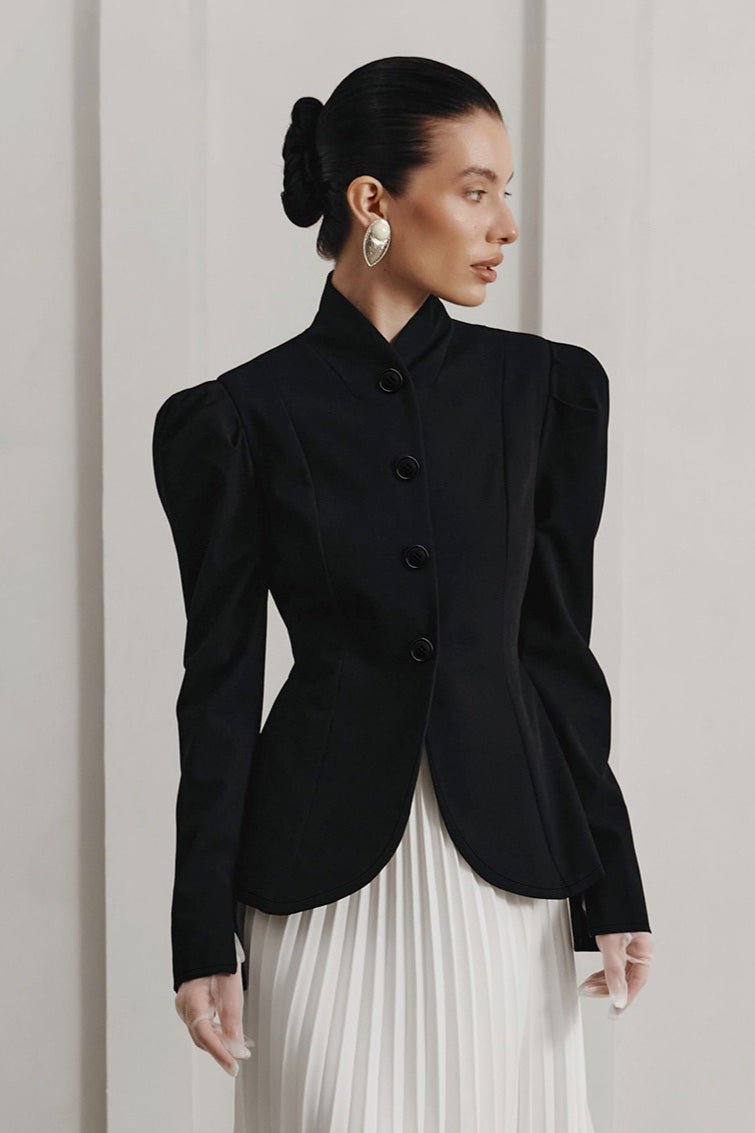 French Stand Collar Flared Blazer