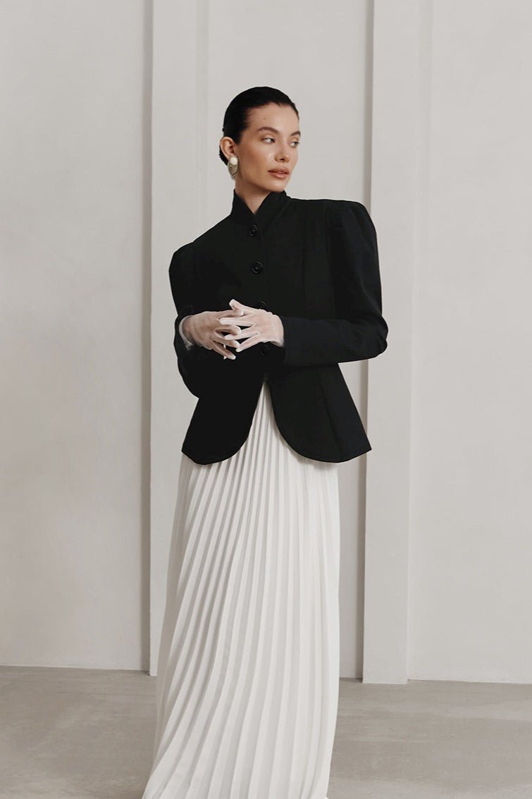 French Stand Collar Flared Blazer