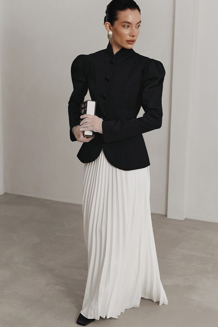 French Stand Collar Flared Blazer