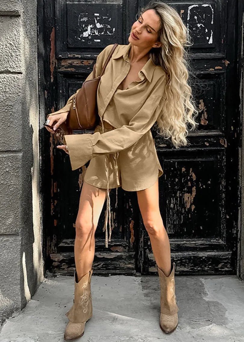 Gabrielle Set aus kurzem Hemd und Shorts mit Kordelzug