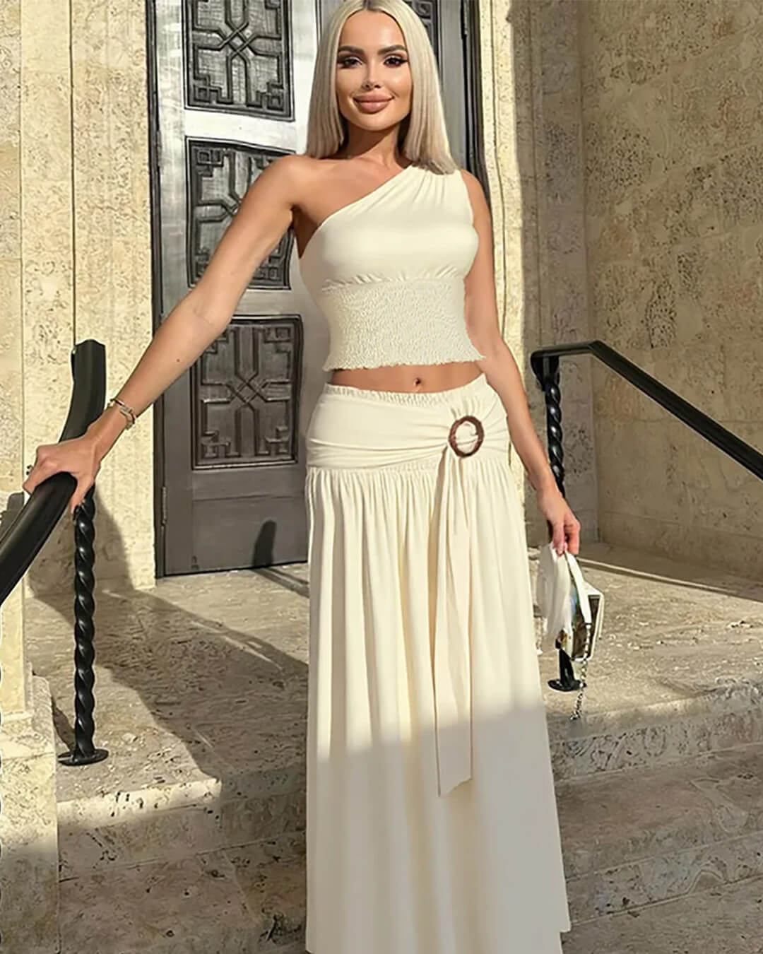 Conjunto de falda larga con cinturón Gaia