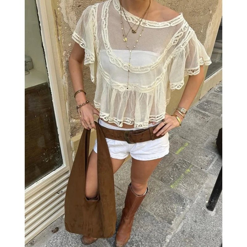 Blusa Genevra em chiffon transparente