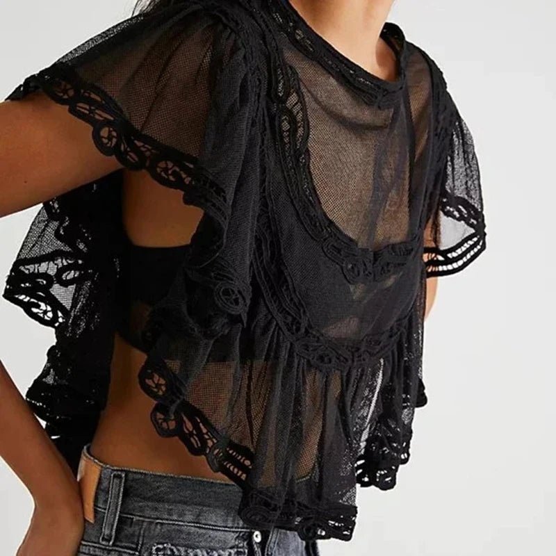 Blusa Genevra em chiffon transparente