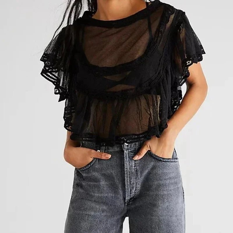 Blusa Genevra em chiffon transparente