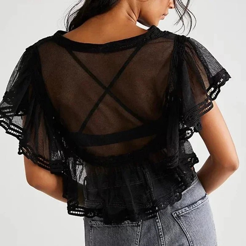 Blusa Genevra em chiffon transparente