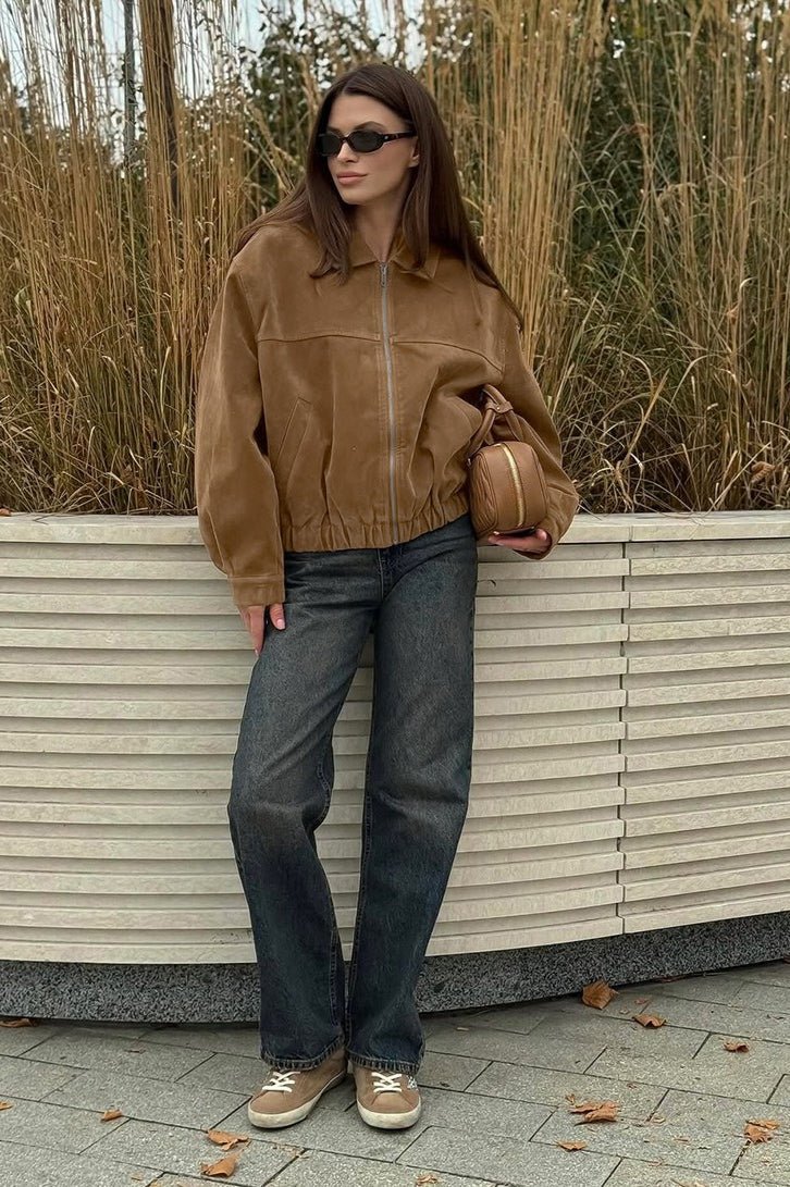 Veste décontractée Genoveva en daim à fermeture zippée