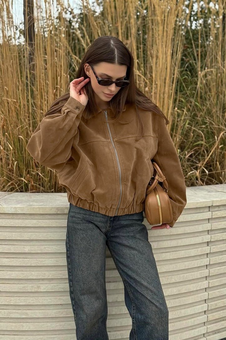 Veste décontractée Genoveva en daim à fermeture zippée
