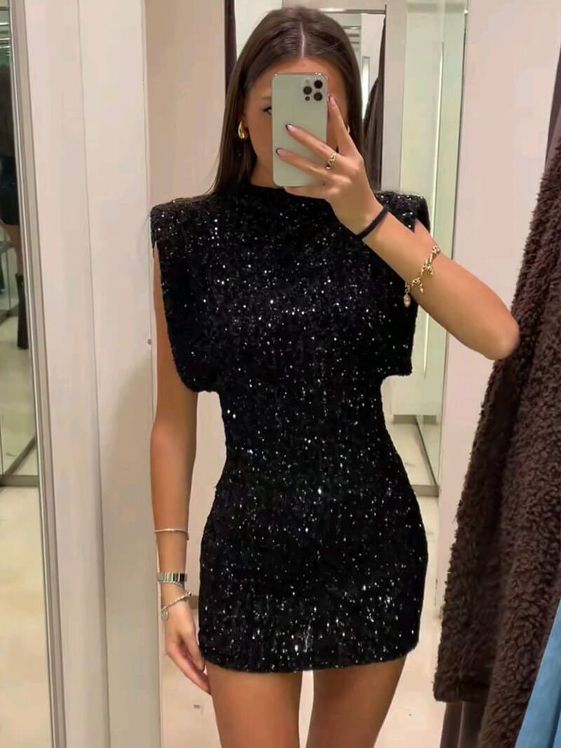 Vestido curto com brilhantes Gillian