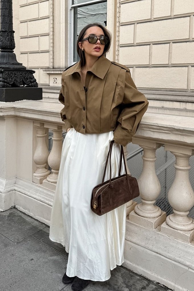 Gina Cropped Pleated Utility Jacket