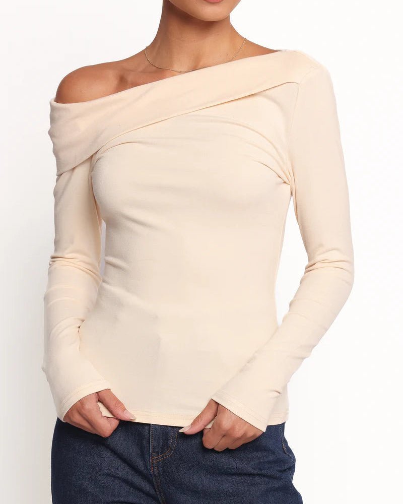 Glenda asymmetrisk off-shoulder-top
