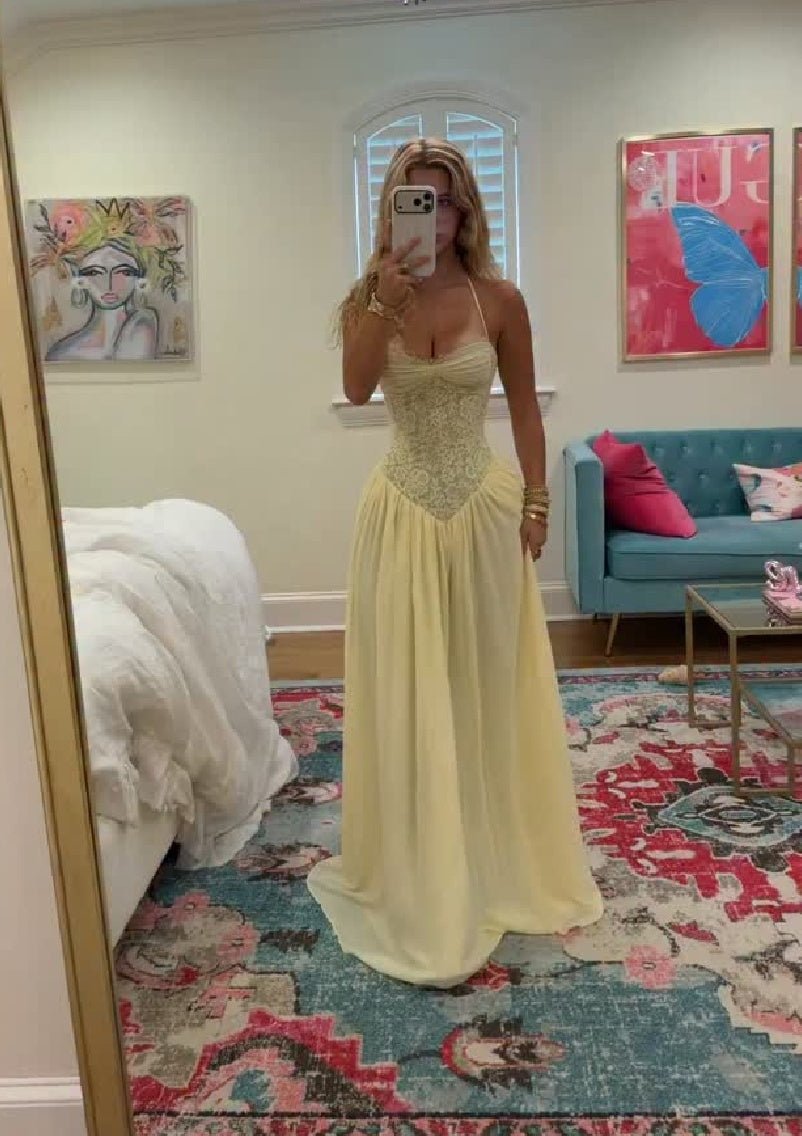 Gloria Maxikleid mit Neckholder und Korsett