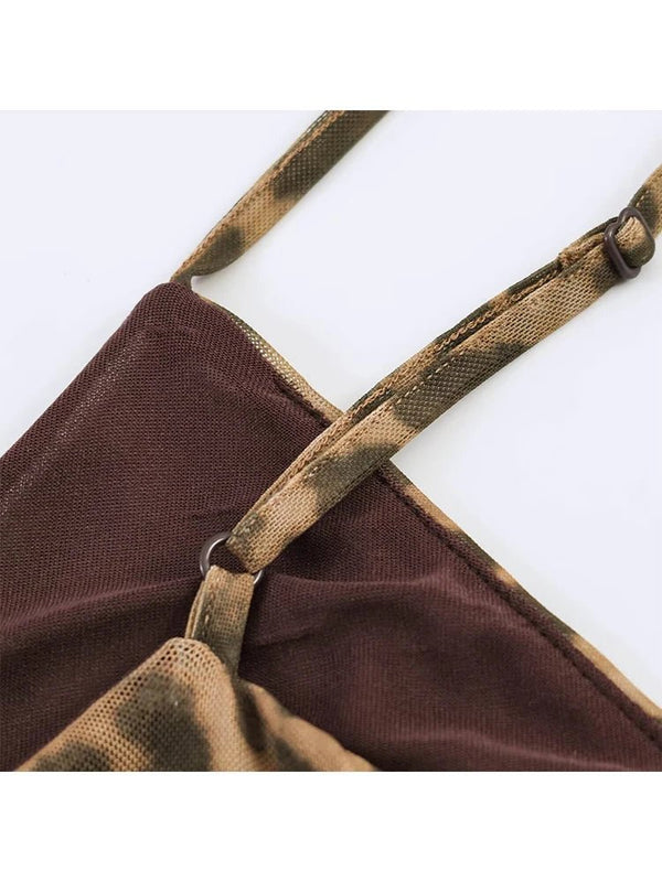 Vestito lungo con spalline leopardato Hannah