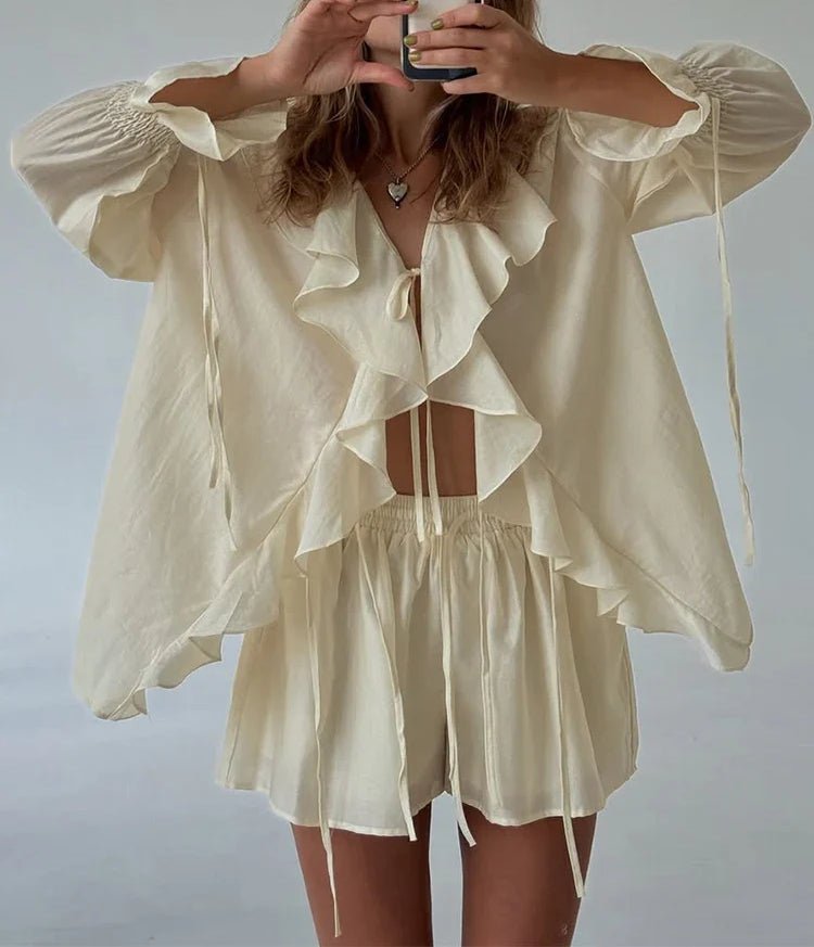 Hannah Shorts-Set mit Rüschen-Tie-Top
