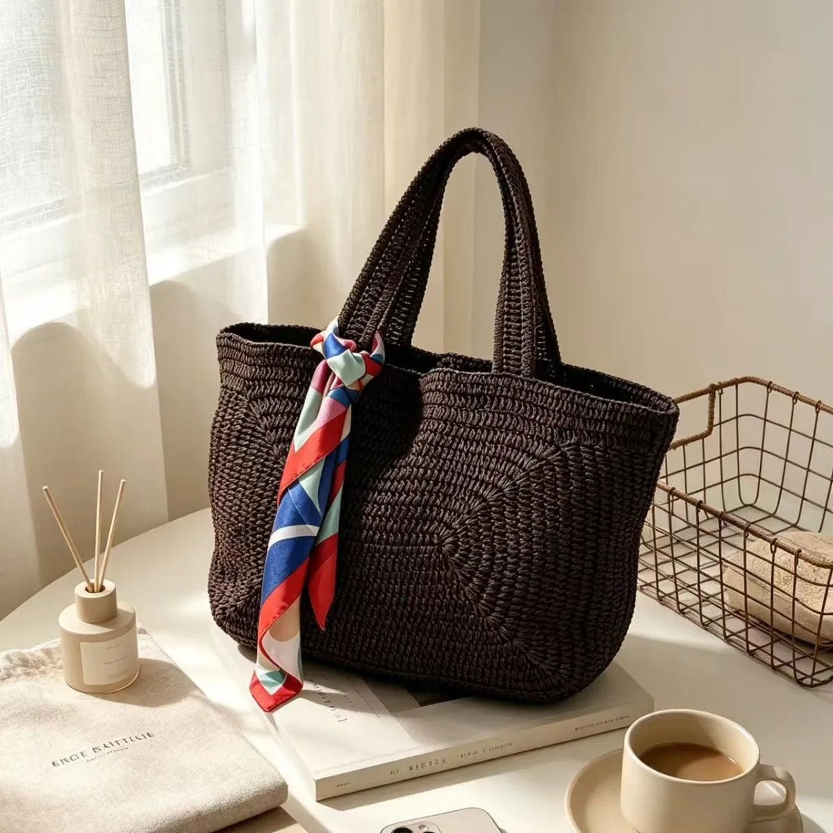 Hannie Boho-Strandtasche aus geflochtenem Material