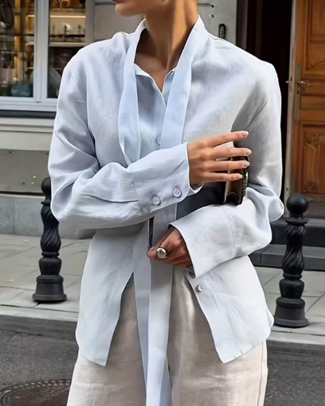 Harper Back-Tie Long Sleeve Blouse