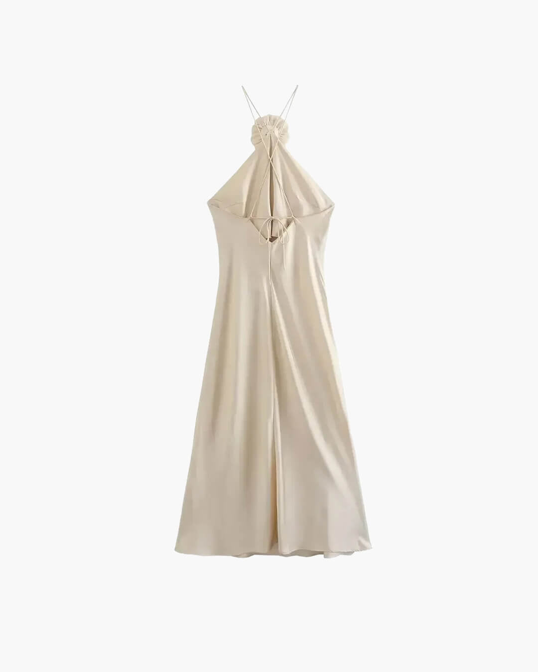 Vestido maxi de cetim com decote halter Harper