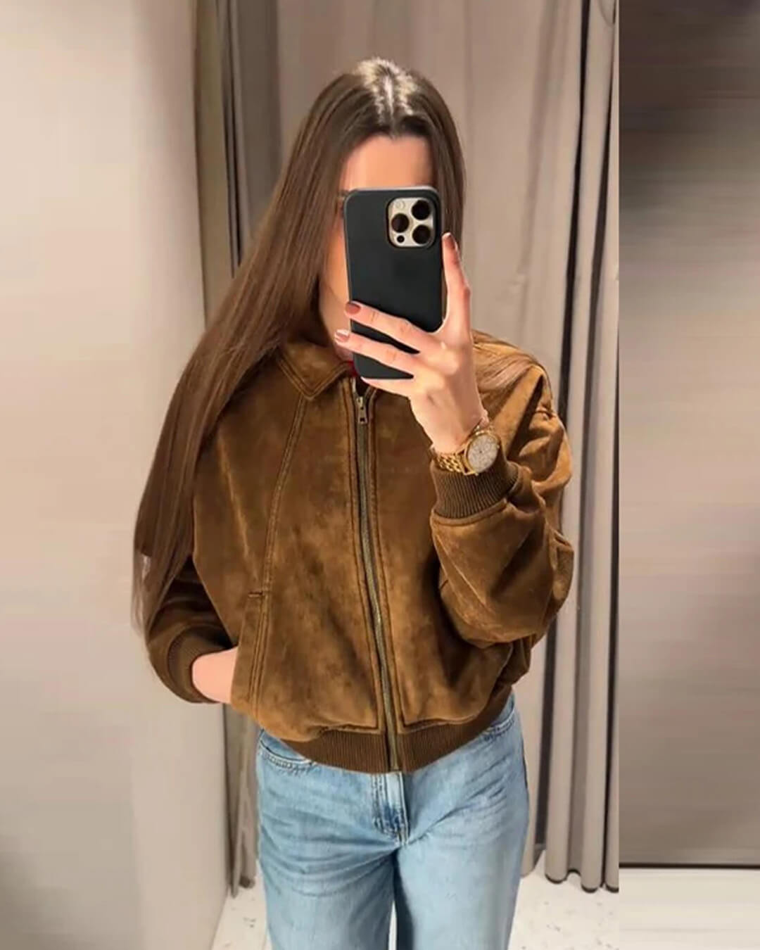 Heather jas van imitatie suède