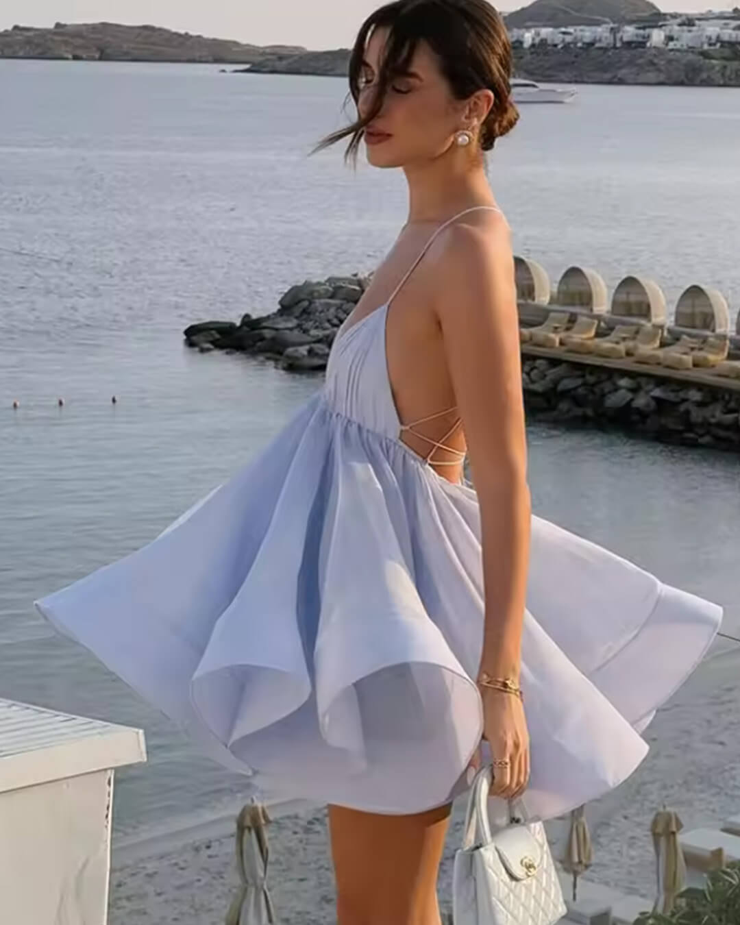 Helena V-Neck Suspender Mini Dress