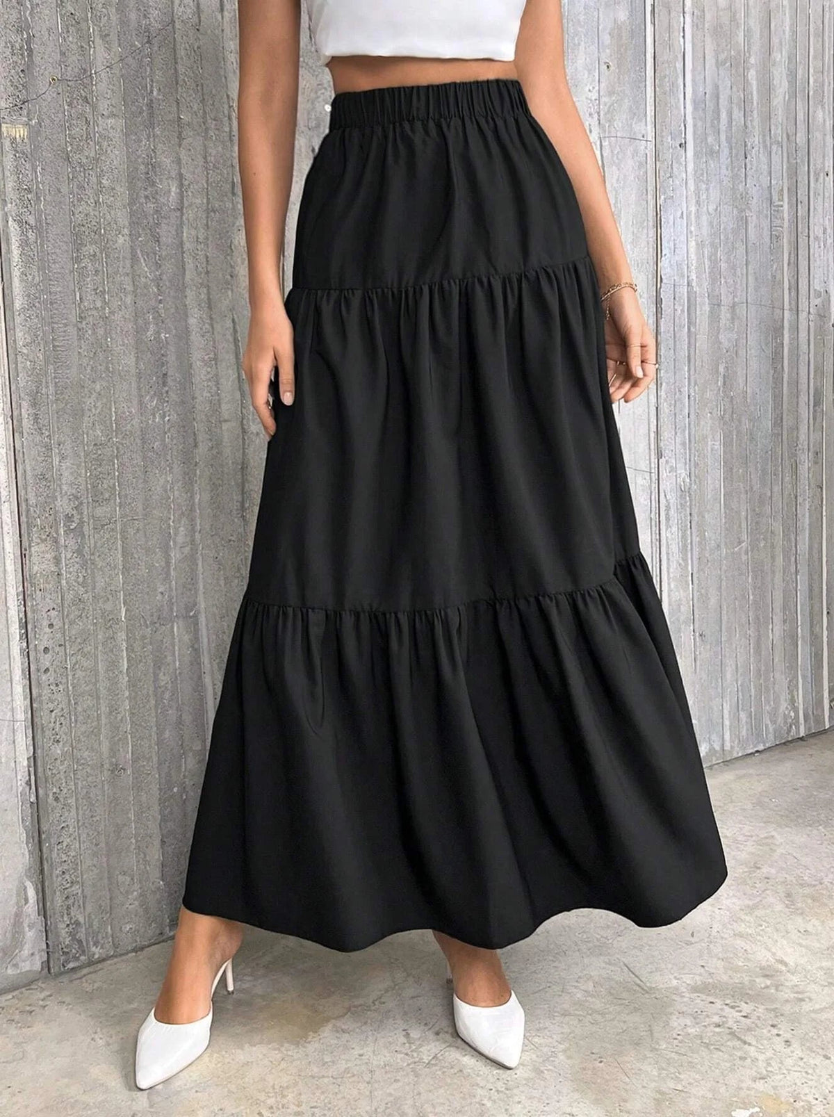 Idalia High Waist Flounce Hem A-Line Skirt