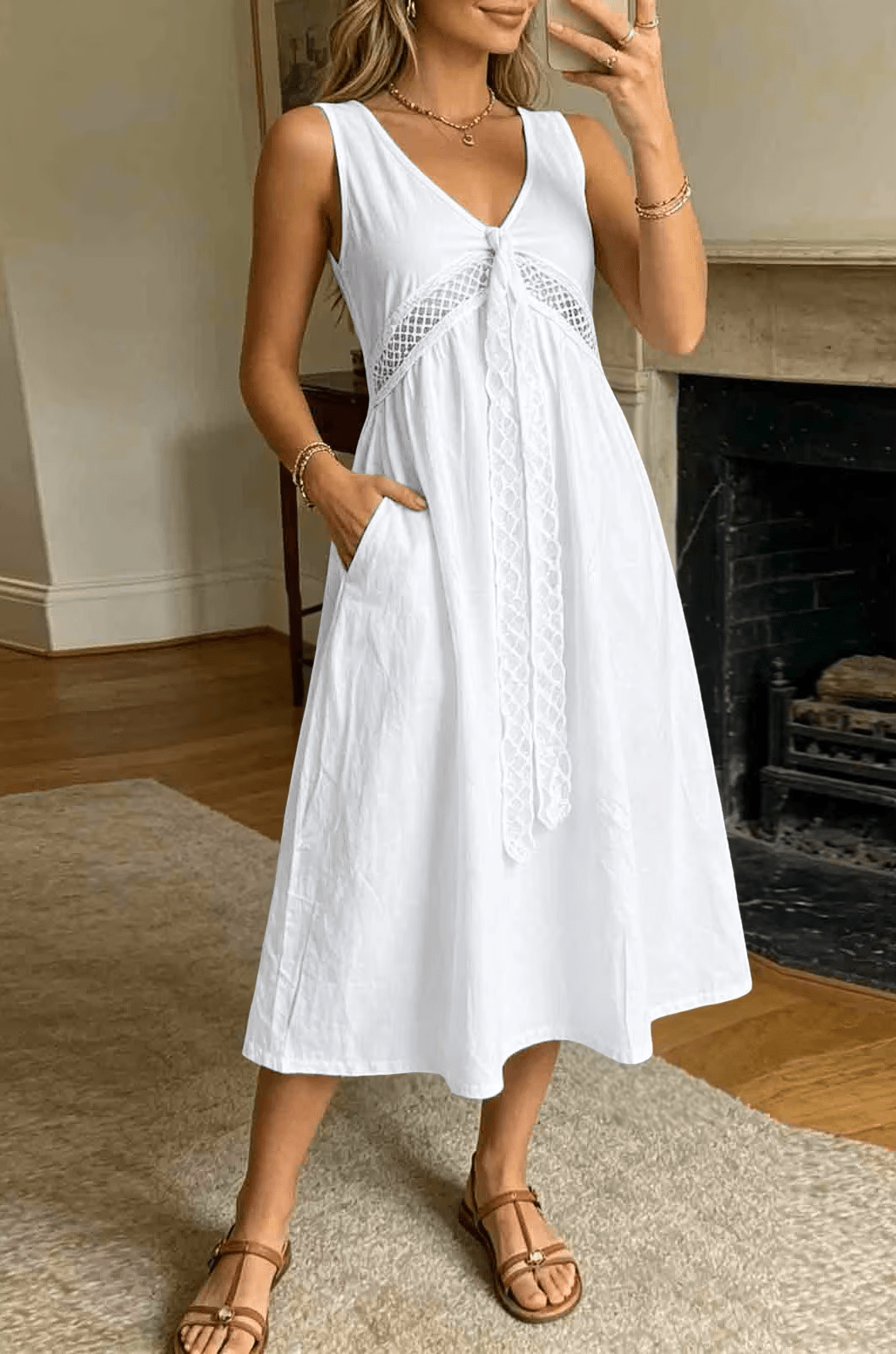 Ilaria A-Linien-Kleid mit Spitzenbesatz
