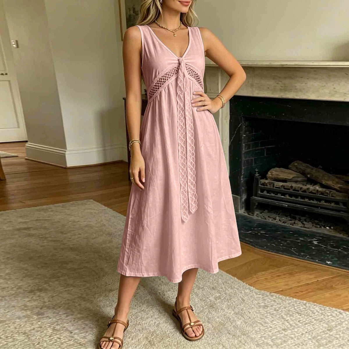 Ilaria A-Linien-Kleid mit Spitzenbesatz