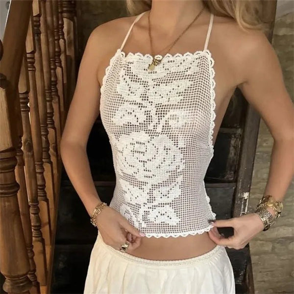 Indigo Bohemian Crochet Cami Top