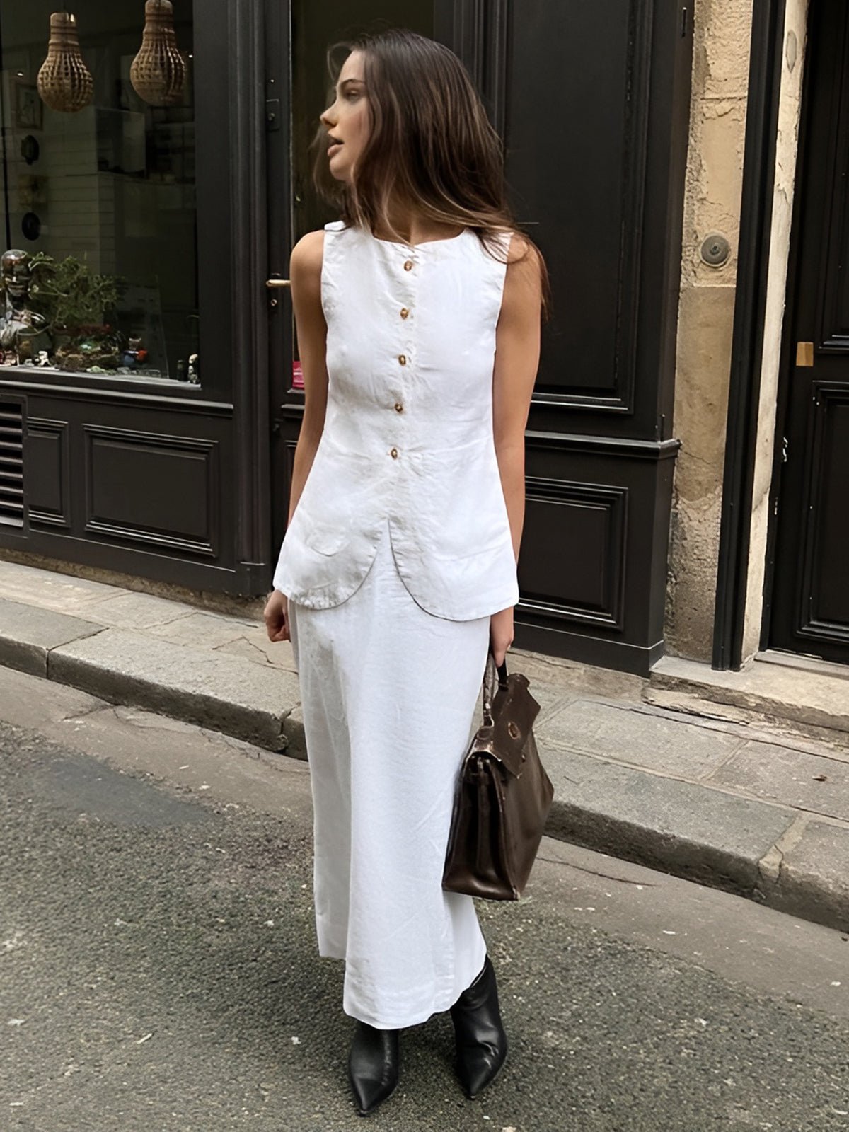 Conjunto de lino sin mangas Irma
