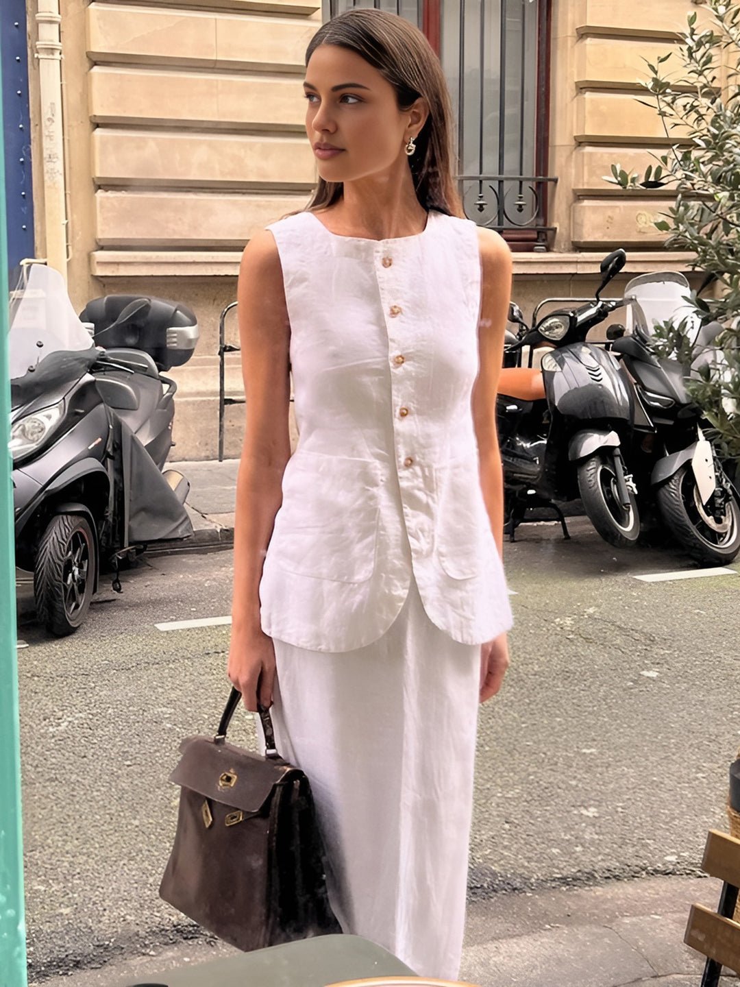 Conjunto de lino sin mangas Irma